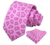 Alizeal Mens Leopard Print Necktie with Pocket Square Set, Leopard-6