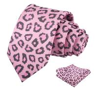 Alizeal Mens Leopard Print Necktie with Pocket Square Set, Leopard-7