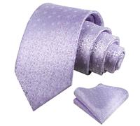 Alizeal Mens Light Colored Floral Necktie and Pocket Square Small Flower Colorful Wedding Party Tie Set, Lilac