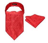 Alizeal Men's Modern Paisley Cravat & Pocket Square Set, Red