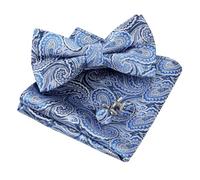 Alizeal Mens Paisley Retro Pre-tied Bow Tie Set Classic Party Wedding Bowtie, Pocket Square and Cufflinks Set, Royal Blue