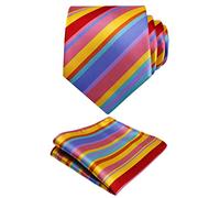 Alizeal Mens Rainbow Print Necktie with Pocket Square Set, Rainbow-1