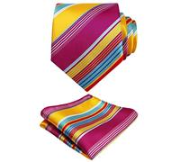 Alizeal Mens Rainbow Print Necktie with Pocket Square Set, Rainbow-2