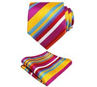 Alizeal Mens Rainbow Print Necktie with Pocket Square Set, Rainbow-3