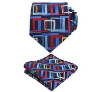 Alizeal Mens Rainbow Print Necktie with Pocket Square Set, Rainbow Square