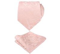 Alizeal Mens Retro Paisley Jacquard Tie and Hanky Set, Blush Pink