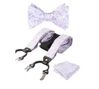 Alizeal Mens Self Tied Bow Tie, Hanky and Braces Set, lilac