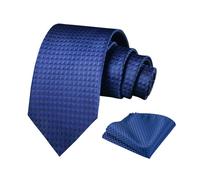 Alizeal Mens Solid Color Necktie and Pocket Square for Business Formal Classic Elegant Check Tie and Hanky Set, Royal Blue
