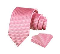 Alizeal Mens Solid Color Necktie and Pocket Square for Business Formal Classic Elegant Check Tie and Hanky Set, Hot Pink