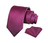Alizeal Mens Solid Color Necktie and Pocket Square for Business Formal Classic Elegant Check Tie and Hanky Set, Magenta