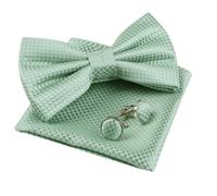 Alizeal Mens Solid Color Pre-tied Bow Tie, Pocket Square and Cufflinks Business Wedding Formal Tie Set, Neo Mint