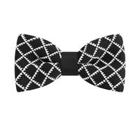 Alizeal Mens Square Patterned Knitted Bow Tie Vintage Casual Handmade Bow Ties, Black+White Square
