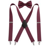Alizeal Mens Suspender Pre-tied Bow Tie Set, Maroon