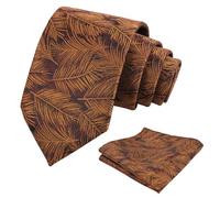 Alizeal Mens Tropical Flamingo/Floral Tie and Hanky Set, Brown+Gold