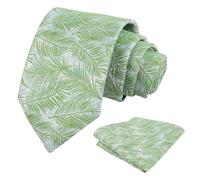 Alizeal Mens Tropical Flamingo/Floral Tie and Hanky Set, Green