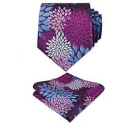 Alizeal Mens Tropical Flamingo/Floral Tie and Hanky Set, Magent Pink+Blue