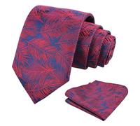 Alizeal Mens Tropical Flamingo/Floral Tie and Hanky Set, Navy+Burgundy