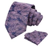 Alizeal Mens Tropical Flamingo/Floral Tie and Hanky Set, Navy+Pink