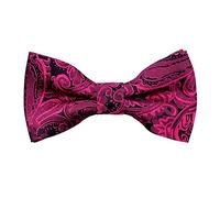 Alizeal Paisley Banded Adjustable Length Pre-tied Boy's Bow Tie, Black+ Hot Pink