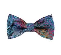 Alizeal Paisley Banded Adjustable Length Pre-tied Boy's Bow Tie, Peacock Blue