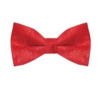 Alizeal Paisley Banded Adjustable Length Pre-tied Boy's Bow Tie, Red