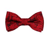 Alizeal Paisley Banded Adjustable Length Pre-tied Boy's Bow Tie, Wine Red