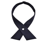 Alizeal Unisex Criss Cross Bow Tie Solid Color Adjustable Button Neck School Uniform Tie for Women/Men/Girls/Boys, Dark Navy