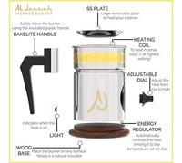 AlJannah Electric Burner Auto On/Off Bakhoor/Incense/Oudh/Resin/Lobaan/Frankincense/Oil + Free U.A.E Bakhur Cake