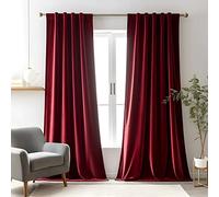 Aljctns Burgundy Red Velvet Curtains for Living Room Luxury Room Darkening for Bedroom,Thermal Insulated Super Soft Window Drapes Rod Pocket & Back Tab, 52" W x 108" L, 2 Panels Set