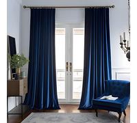 Aljctns Navy Blue Velvet Curtains 84 inches Long Luxury 85% Blackout Curtains for Bedroom Living Room,Thermal Insulated Super Soft Window Drapes Rod Pocket & Back Tab, 52" W x 84" L,2 Panels Set