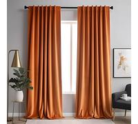 Aljctns Orange Velvet Curtains for Living Room Luxury 85% Blackout Velvet Curtains for Bedroom,Thermal Insulated Super Soft Window Drapes Rod Pocket & Back Tab, 52" W x 96" L, 2 Panels Set