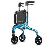 alk Premium 3 Wheel Rollator Walker for Seniors - Ultra Lightweight Foldable Walker for Elderly, Aluminum Three Wheel Mobility Aid, Brilliant Blue