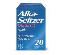 Alka-Seltzer Alka Seltzer Original Effervescent Tablets with Aspirin, Fast and Effective Pain Relief for Cold and Flu, 1 Pack of 20