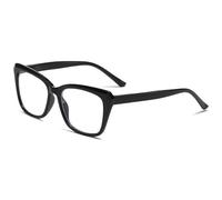 ALKAHE Cat Eyes Reading Glasses with Blue Light Blocking for Women Mens Rectangle Plastic Computer Reader Anti Blue Glasses Bright Black Frame 1.5
