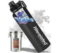 Alkaline Water Stainless Steel Portable Filter Bottle, Black, 800 ML