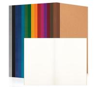 ALKALO 30 Pack Blank Notebook Journals Bulk, A5 Unlined Paper Composition Notebook, 8.3”x 5.5”, Kraft Cover with Vintage Spines, 15 Colors 60 Pages for School Office Travel(Vintage-Blank-30 pack)