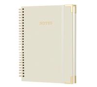 ALKALO A4 Large Spiral Notebook Journal, (8.5×11'') 100 Pages Linen Hardcover College Ruled Journaling For Work & Note Taking Thick Spiral Journal For Writing Daily Journal For Women & Men - White