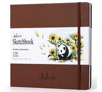 ALKALO Square Sketchbook, 120 Pages, 122LB/180GSM Thick Paper, Mixed Media for Charcoal Pencil, Inks Pen, Colored Pencil, Acrylic Marker, Oil Pastel