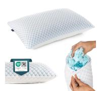 alkamto Adjustable Firmness Gel Pillow - Standard Size Cooling Shredded Memory Foam Bed Pillow for Sleeping - Double-Sided Ice Silk & Soft Rayon Cover - Ideal for Back, Stomach, and Side Sleepers