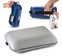 alkamto Travel Pillow - Ergonomic Neck Support Camping Memory Foam Pillow with Temperature-Regulating Pillowcase - Included Waterproof Travel Carry Bag (grey 40x25x10 cm)