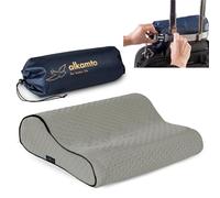 alkamto Travel Pillow - Ergonomic Neck Support Camping Memory Foam Pillow with Temperature-Regulating Pillowcase - Included Waterproof Travel Carry Bag (grey 35x30x10/8 cm)