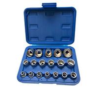Alkan-Werkzeug Set of 18 12-Point Socket Set 3/8 Inch / 0.95 cm 6-24 mm Chrome Vanadium Steel