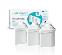 Alkanatur Filter Replacement for Pitcher (Pack of 3) - Removes Fluorides, Chlorine, Heavy Metals - Filters 400 liters of Tap Water - Replace After 3 Months - CE, ROHS, SGS Certified Water Filter