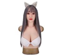 ALKANI Realistic Female Mask Artificial Silicone Breast Mask Silicone fake mask Full Head Mask suitable for Cross-Dresser Transvestite Halloween Costumes Cosplay (Color : Light beige)