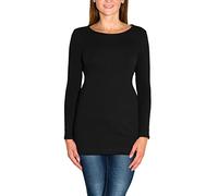 Alkato Women Long Sleeve Shirt Tunic Top, Black, XL
