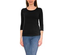 Alkato Women's 3/4 Sleeve Shirt with Round Neck, Black, XL