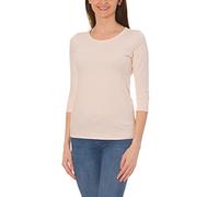 Alkato Women's 3/4 Sleeve Shirt with Round Neck, Cream, S