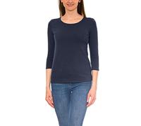 Alkato Women's 3/4 Sleeve Shirt with Round Neck, Dark Blue, L