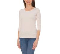Alkato Women's 3/4 Sleeve Shirt with Round Neck, Light Beige, S