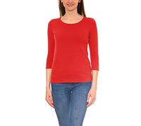 Alkato Women's 3/4 Sleeve Shirt with Round Neck, Red, XL